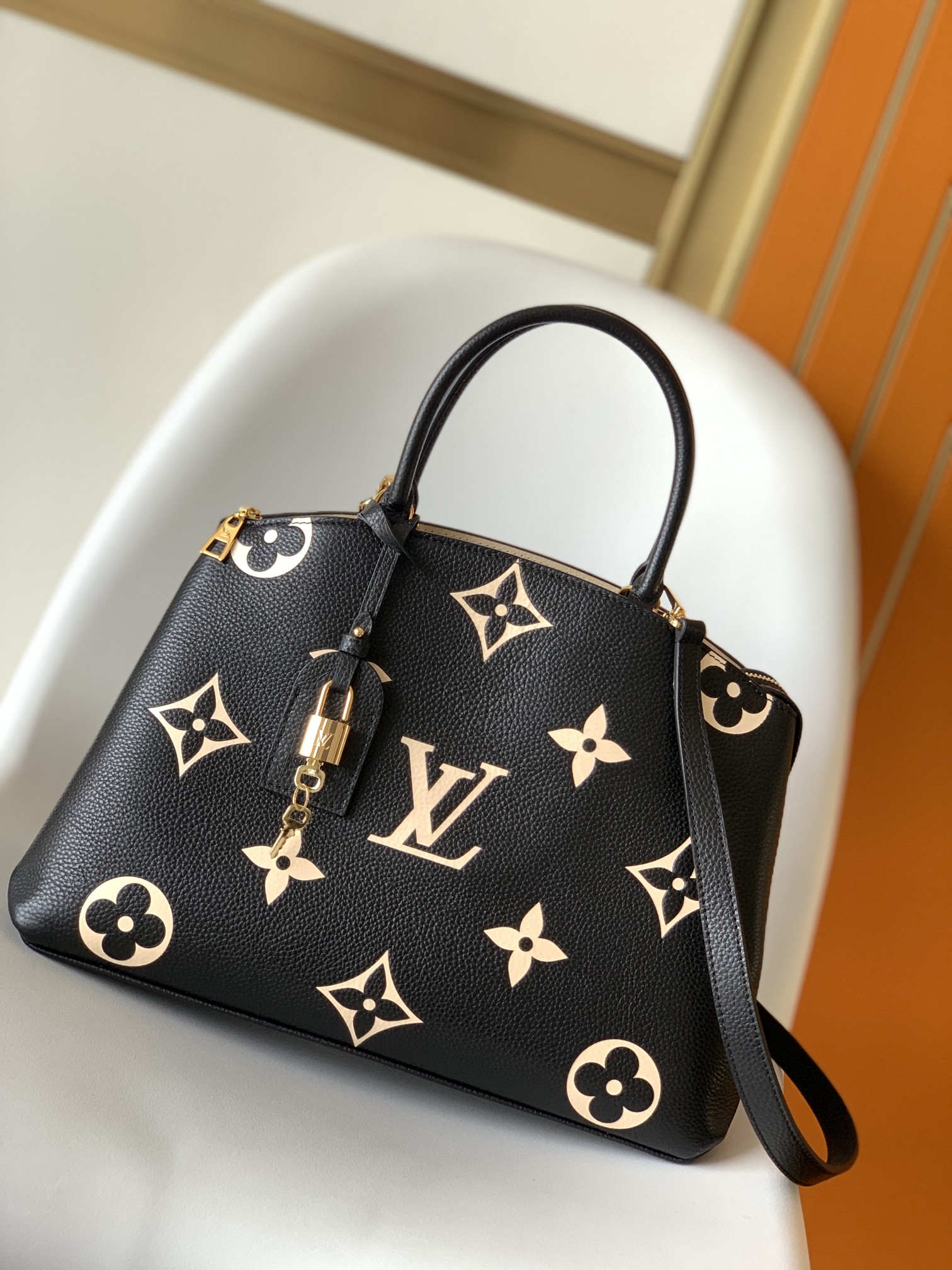 Louis Vuitton LV Classic Handbag Premium Canvas Model M27302 Padlock Detail Fashion Statement Luxury Accessory